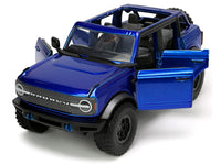 2021 Ford Bronco Open-Top Candy Blue Metallic with Extra Wheels "Just Trucks" Series 1/24 Diecast Model Car by Jada image 3