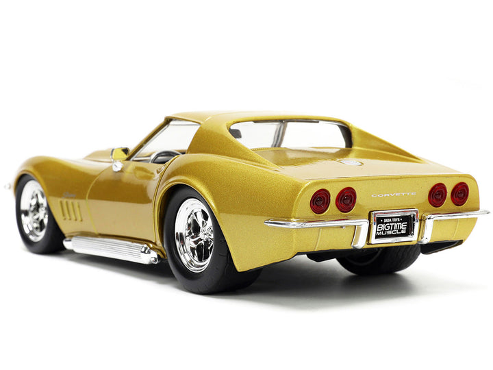 1969 Chevrolet Corvette Stingray ZL-1 Gold Metallic with Black Stripe "Bigtime Muscle" Series 1/24 Diecast Model Car by Jada image 2