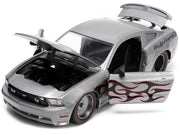 2010 Ford Mustang GT Gray Metallic with Flames "Ford Motor Company" "Bigtime Muscle" Series 1/24 Diecast Model Car by Jada image 3