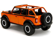 2021 Ford Bronco Open-Top Orange with Black Stripes and Hood with Extra Wheels "Just Trucks" Series 1/24 Diecast Model Car by Jada image 4