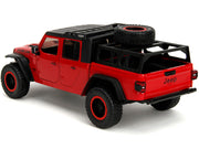2020 Jeep Gladiator Rubicon Pickup Truck Red with Black Top and Extra Wheels "Just Trucks" Series 1/24 Diecast Model Car by Jada image 3