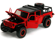 2020 Jeep Gladiator Rubicon Pickup Truck Red with Black Top and Extra Wheels "Just Trucks" Series 1/24 Diecast Model Car by Jada image 4