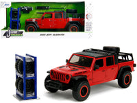 2020 Jeep Gladiator Rubicon Pickup Truck Red with Black Top and Extra Wheels "Just Trucks" Series 1/24 Diecast Model Car by Jada image 5