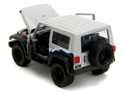 2007 Jeep Wrangler Gray and Black with Blue and White Stripes with Extra Wheels "Just Trucks" Series 1/24 Diecast Model Car by Jada image 2