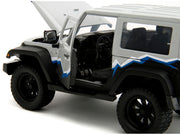 2007 Jeep Wrangler Gray and Black with Blue and White Stripes with Extra Wheels "Just Trucks" Series 1/24 Diecast Model Car by Jada image 3