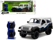 2007 Jeep Wrangler Gray and Black with Blue and White Stripes with Extra Wheels "Just Trucks" Series 1/24 Diecast Model Car by Jada image 5