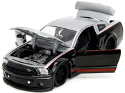 2008 Ford Shelby Mustang GT-500KR Silver and Black with Red Stripes "Bigtime Muscle" Series 1/24 Diecast Model Car by Jada image 3