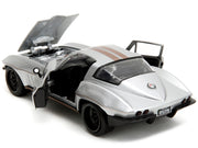 1966 Chevrolet Corvette Silver Metallic with Bronze Stripes "Bigtime Muscle" Series 1/24 Diecast Model Car by Jada image 3