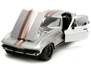 1966 Chevrolet Corvette Silver Metallic with Bronze Stripes "Bigtime Muscle" Series 1/24 Diecast Model Car by Jada image 4