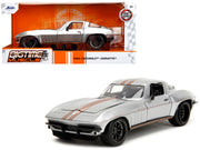 1966 Chevrolet Corvette Silver Metallic with Bronze Stripes "Bigtime Muscle" Series 1/24 Diecast Model Car by Jada image 5