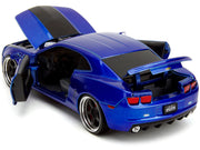 2010 Chevrolet Camaro Candy Blue with Black Hood "Bigtime Muscle" Series 1/24 Diecast Model Car by Jada image 3