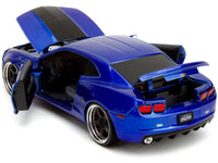2010 Chevrolet Camaro Candy Blue with Black Hood "Bigtime Muscle" Series 1/24 Diecast Model Car by Jada image 3