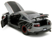 2010 Ford Mustang GT Matt Gray Metallic with Black Graphics and Stripes "Ford Performance" "Bigtime Muscle" Series 1/24 Diecast Model Car by Jada image 4