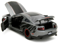 2010 Ford Mustang GT Matt Gray Metallic with Black Graphics and Stripes "Ford Performance" "Bigtime Muscle" Series 1/24 Diecast Model Car by Jada image 4