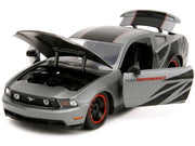 2010 Ford Mustang GT Matt Gray Metallic with Black Graphics and Stripes "Ford Performance" "Bigtime Muscle" Series 1/24 Diecast Model Car by Jada image 5