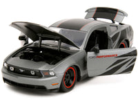 2010 Ford Mustang GT Matt Gray Metallic with Black Graphics and Stripes "Ford Performance" "Bigtime Muscle" Series 1/24 Diecast Model Car by Jada image 5