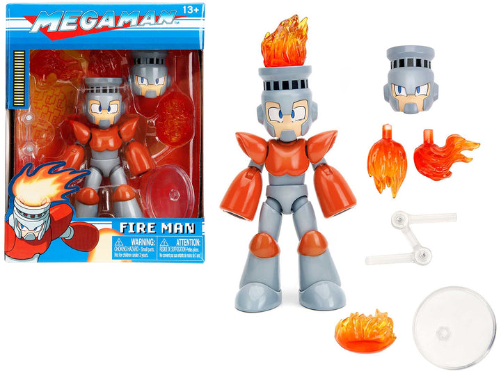 Fire Man 5.5" Moveable Figure with Accessories and Alternate Head and Hands "Mega Man" (1987) Video Game model by Jada image 2