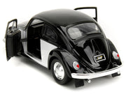 1959 Volkswagen Beetle "Punch Buggy" Black and White and Boxing Gloves Accessory "Punch Buggy" Series 1/32 Diecast Model Car by Jada image 2