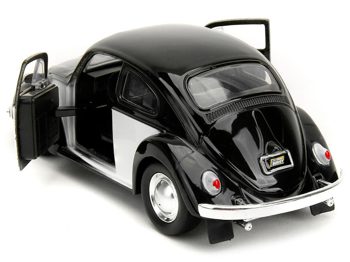 1959 Volkswagen Beetle "Punch Buggy" Black and White and Boxing Gloves Accessory "Punch Buggy" Series 1/32 Diecast Model Car by Jada image 2