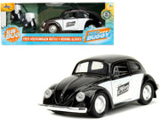 1959 Volkswagen Beetle "Punch Buggy" Black and White and Boxing Gloves Accessory "Punch Buggy" Series 1/32 Diecast Model Car by Jada image 5