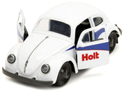 1959 Volkswagen Beetle "Holt" White with Blue Graphics and Boxing Gloves Accessory "Punch Buggy" Series 1/32 Diecast Model Car by Jada image 2