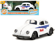1959 Volkswagen Beetle "Holt" White with Blue Graphics and Boxing Gloves Accessory "Punch Buggy" Series 1/32 Diecast Model Car by Jada image 4