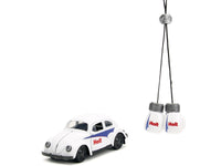 1959 Volkswagen Beetle "Holt" White with Blue Graphics and Boxing Gloves Accessory "Punch Buggy" Series 1/32 Diecast Model Car by Jada image 5