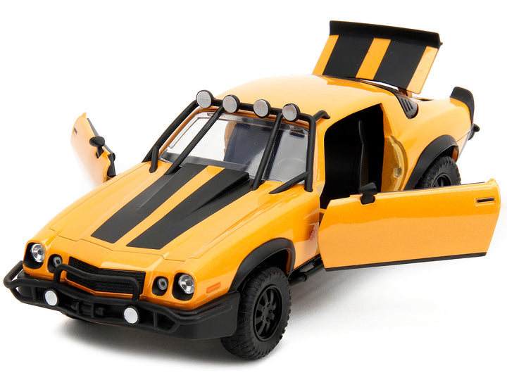 1977 Chevrolet Camaro Off-Road Version "Bumblebee" Yellow Metallic with Black Stripes and Transformers Logo Diecast Statue "Transformers: Rise of the Beasts" (2023) Movie "Hollywood Rides" Series 1/24 Diecast Model Car b image 2