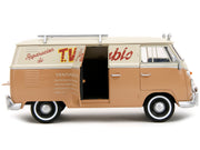 Volkswagen Bus "WheelJack" Tan and Beige "Frank's TV Repair" and Transformers Logo Diecast Statue "Transformers: Rise of the Beasts" (2023) Movie "Hollywood Rides" Series 1/24 Diecast Model Car by Jada image 4