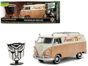 Volkswagen Bus "WheelJack" Tan and Beige "Frank's TV Repair" and Transformers Logo Diecast Statue "Transformers: Rise of the Beasts" (2023) Movie "Hollywood Rides" Series 1/24 Diecast Model Car by Jada image 5