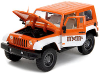 2007 Jeep Wrangler Orange Metallic and White and Orange M&M Diecast Figure "M&M's" "Hollywood Rides" Series 1/24 Diecast Model Car by Jada image 4