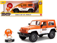 2007 Jeep Wrangler Orange Metallic and White and Orange M&M Diecast Figure "M&M's" "Hollywood Rides" Series 1/24 Diecast Model Car by Jada image 5