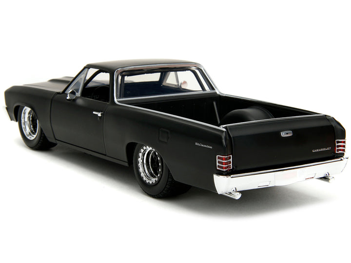 1967 Chevrolet El Camino Matt Black "Fast & Furious" Series 1/24 Diecast Model Car by Jada image 2
