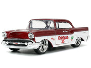 1941 Ford Pickup Truck Red and White "Santa's Workshop" and 1957 Chevrolet Bel Air Red Metallic and White "Express 25" with Mr. and Mrs. Santa Claus Diecast Figures "Holiday Rides" Series 1/32 Diecast Model Cars by Jada image 2