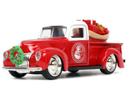 1941 Ford Pickup Truck Red and White "Santa's Workshop" and 1957 Chevrolet Bel Air Red Metallic and White "Express 25" with Mr. and Mrs. Santa Claus Diecast Figures "Holiday Rides" Series 1/32 Diecast Model Cars by Jada image 4