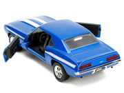 1969 Chevrolet Camaro Blue Metallic with White Stripes "2 Fast 2 Furious" (2003) Movie "Fast & Furious" Series 1/32 Diecast Model Car by Jada image 4
