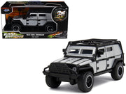 Tej's Jeep Wrangler Custom Silver Metallic with Black Top and Roof Rack "Furious 7" (2015) Movie "25 Years of Fast & Furious" Series 1/32 Diecast Model Car by Jada
