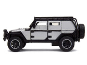 Tej's Jeep Wrangler Custom Silver Metallic with Black Top and Roof Rack "Furious 7" (2015) Movie "25 Years of Fast & Furious" Series 1/32 Diecast Model Car by Jada image 2