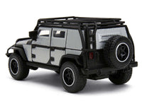 Tej's Jeep Wrangler Custom Silver Metallic with Black Top and Roof Rack "Furious 7" (2015) Movie "25 Years of Fast & Furious" Series 1/32 Diecast Model Car by Jada image 3