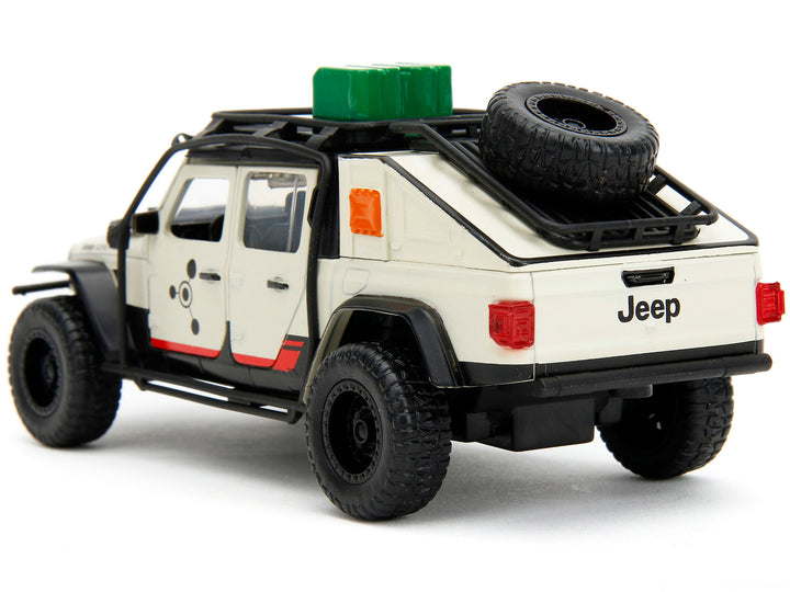Jeep Gladiator Pickup Truck with Equipment Shell Beige with Graphics "Biosyn Genetics" "Jurassic World Dominion" (2022) Movie "Hollywood Rides" Series 1/32 Diecast Model Car by Jada image 2