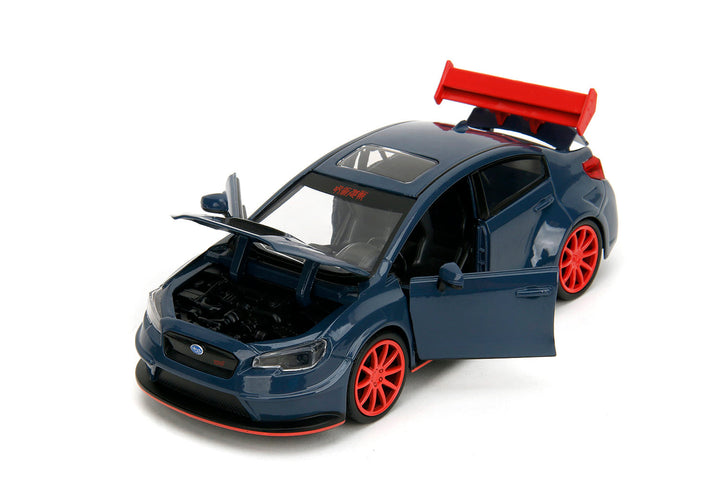 2016 Subaru WRX STI Widebody Dark Blue and Yuji Itadori Diecast Figure "Jujutsu Kaisen" (2020-2023) TV Series "Anime Hollywood Rides" Series 1/24 Diecast Model Car by Jada image 2