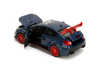Jada 2016 Subaru WRX STI Widebody dark blue Yuji Itadori figure Jujutsu Kaisen 1:24 34714, view 5