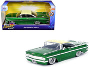 1959 Chevrolet Impala Lowrider Green Metallic with Cream Top and DUB Wire Wheels "Street Low" Series 1/24 Diecast Model Car by Jada image 2