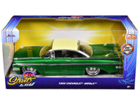 1959 Chevrolet Impala Lowrider Green Metallic with Cream Top and DUB Wire Wheels "Street Low" Series 1/24 Diecast Model Car by Jada image 3