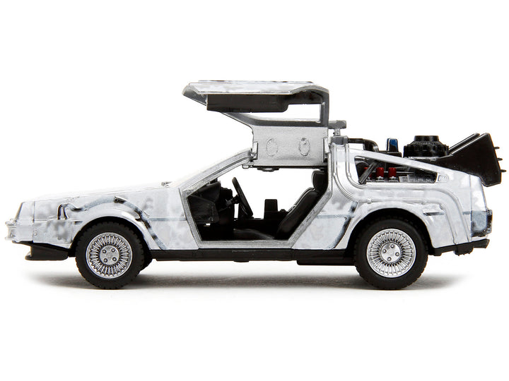 DMC DeLorean Time Machine Brushed Metal (Frost Version) "Back to the Future" (1985) Movie "Hollywood Rides" Series 1/32 Diecast Model Car by Jada image 2
