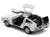 DMC DeLorean Time Machine Brushed Metal (Frost Version) "Back to the Future" (1985) Movie "Hollywood Rides" Series 1/32 Diecast Model Car by Jada image 4