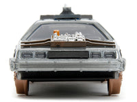DeLorean DMC (Time Machine) Brushed Metal Train Wheel Version "Back to the Future Part III" (1990) Movie "Hollywood Rides" Series 1/32 Diecast Model Car by Jada image 2
