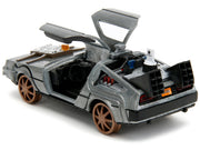 DeLorean DMC (Time Machine) Brushed Metal Train Wheel Version "Back to the Future Part III" (1990) Movie "Hollywood Rides" Series 1/32 Diecast Model Car by Jada image 4