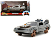DeLorean DMC (Time Machine) Brushed Metal Train Wheel Version "Back to the Future Part III" (1990) Movie "Hollywood Rides" Series 1/32 Diecast Model Car by Jada image 5