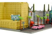 "Hollywood 100" Walk of Fame Diorama with Pink Convertible and Double-Decker Bus "Nano Scene" Series model by Jada image 4